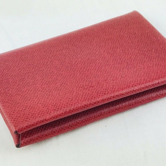 KITON Business Card Wallet Holder Red Leather Case - Picture 7 of 8